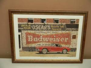 DANA FORRESTER  - OSCARS ROUTE 66 TAVERN - HAND SIGNED AND NUMBERED LIMITED EDITION -  #39 OF 700 - PROFESSIONALLY FRAMED - GREAT PIECE - APPROX 20 BY 15 - SEE PICTURES