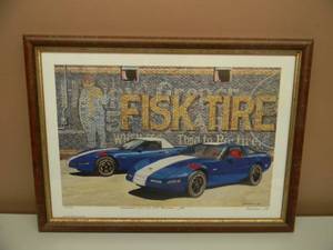 DANA FORRESTER  - THE GRAND SPORT TWINS - BLOOMINGTON GOLD 2001 - HAND SIGNED AND NUMBERED LIMITED EDITION -  #76 OF 700 - PROFESSIONALLY FRAMED - GREAT PIECE - APPROX 20 BY 15 - SEE PICTURES