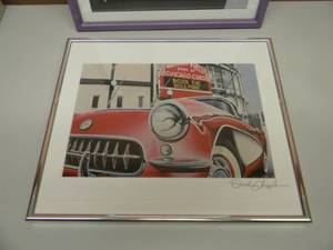 DAVID CHAPPLE SIGNED CORVETTE ART WRIGLEY FIELD WITH CORVETTE ART PROFESSIONALY FRAMED - NICE - SEE PICTURES