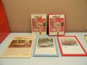 5 VINTAGE FRAMED CORVETTE ADS - COOL SET - SEE PICTURES