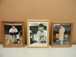 3 VINTAGE FRAMED SPORTS PHOTOS - SIGNED HARMON KILLEBREW - VINCE LOMBARDI & MICKEY MANTLE - AWESOME SET - SEE PICTURES
