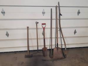 Lot of Shovels, Rake, Axe and More