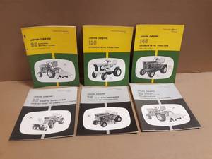(6) John Deere 120 & 140 Lawn Tractor Operators Manuals  Various Attachment Manual