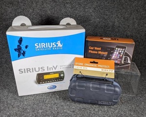 Sirius InV Car Satellite Radio & Vehicle Kit, Coosh Car Vent Phone Mount, and Kelty Cache Box