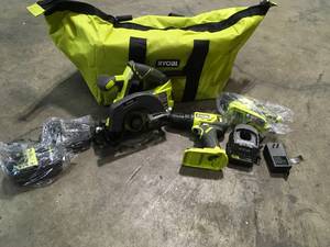 Ryobi Combo Tool and Bag - 3 tools 2 Batteries and charger in good condition see pictures