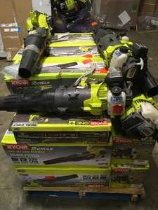 Pallet with Ryobi 2 cycle Gas Leaf Blowers customer returns see pictures