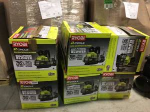 Pallet with Ryobi 2 Cycle Backpack Blowers customer returns open box see pictures