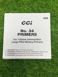 lot 86 image: 100ct. 7.62 Large Rifle Military Primers No.34 (no shipping)