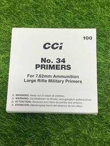 lot 88 image: 100ct. 7.62 Large Rifle Military Primers No.34 (no shipping)