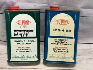 lot 91 image: Lot of 2 Antique Ammo Powder Cans (no shipping)