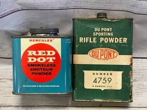 lot 95 image: Lot of 2 Antique Ammo Powder Cans (no shipping)