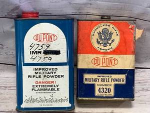 lot 97 image: Lot of 2 Antique Ammo Powder Cans (no shipping)