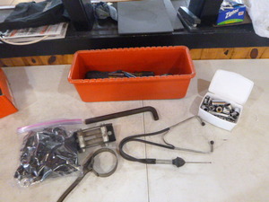 Tote Full of Garage Tools