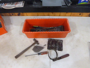 Tote Full of Garage Tools