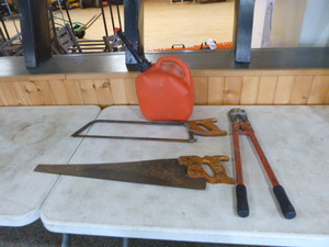 Saws, Bolt Cutter, Gas Can