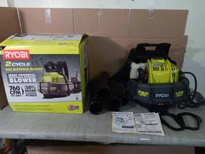 175 MPH 760 CFM 38cc Gas Backpack Leaf Blower by RYOBI- slighlty used -SEE PICTURES