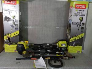 4-Cycle 30cc Attachment Capable Straight Shaft Gas Trimmer by RYOBI- slightly used set of 2 -SEE PICTURES