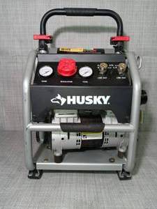 4.5 Gal. Portable Electric-Powered Silent Air Compressor by Husky- slightly used - missing screws -SEE PICTURES