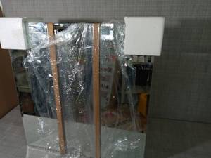 24-38 in. W x 25-14 in. H Frameless Surface-Mount Tri-View Bathroom Medicine Cabinet by Glacier Bay- open box not used -SEE PICTURES