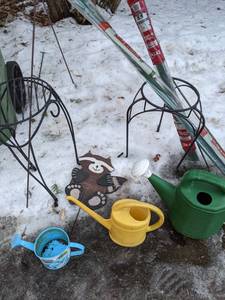 lot 293 image: Plant Stands, Bamboo Stakes, Watering Cans, etc.
