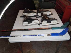 lot 219 image: Hockey Skates and Sticks