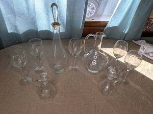 lot 34 image: Wine Glasses, Cruets, Pitcher, etc.