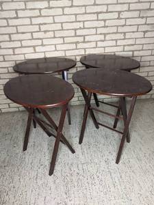 lot 21 image: Four Oval Wood Folding Tables