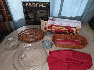 lot 43 image: Assorted Serving Dishes and Bread Basket