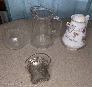 lot 63 image: Vintage Pitchers, Vase & Basket
