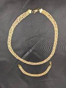 lot 69 image: Sterling Silver Woven Bracelet and Necklace