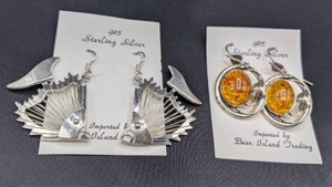 lot 80 image: Two Pairs of Figural Sterling Silver Earrings