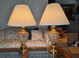 lot 169 image: Pair of Brass and Glass Table Lamps