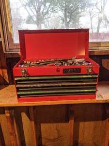 lot 4 image: Husky Tool Box with Craftsman Sockets and Wrenches