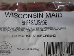 lot 93 image: (B-3) Wisconsin Maid Beef Sausage B...