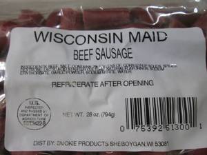 lot 95 image: (B-3) Wisconsin Maid Beef Sausage B...