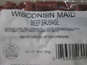 lot 96 image: (B-3) Wisconsin Maid Beef Sausage B...