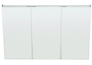 lot 32 image: PEGASUS 48 in. W x 31 in. H Frameless Recessed or Surface-Mount Tri-View Bathroom Medicine Cabinet with Beveled Mirror
