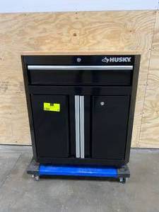 lot 49 image: HUSKY 28 in. W x 33 in. H x 18 in. D 1-Drawer 2-Door Steel Garage Base Cabinet