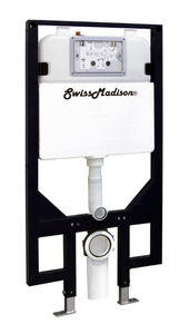lot 50 image: SWISS MADISON Concealed In-Wall Toilet Carrier System 2 in. x 4 in. for Wall-Hung 1.28 GPF Dual Flush Toilet Tank Only in Black