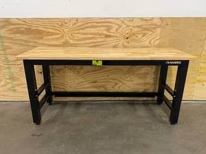 lot 101 image: HUSKY 6 ft. Adjustable Height Solid Wood Top Workbench