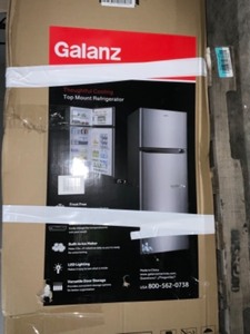 GALANZ 24 IN. FROST FREE TOP FREEZER REFRIGERERATOR IN STAINLESS STAIN WITH ICE MAKER. SEE PICTURE