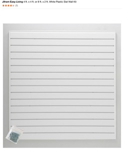 10 CASES WITH JIFRAM EASY LIVING  4 FT X 4FT. OR 8FT X 2FT.WHITE PLASTIC SLAT WALL KIT. SEE PICTURES