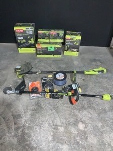 LOT OF ASSORTED RYOBI OUTDOOR TOOLS. SEE PICTURES
