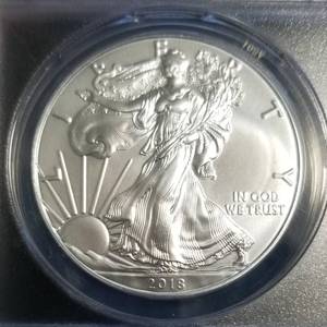 2018 AMERICAN SILVER EAGLE 1 TROY OZ. .999 FINE SILVER MS70 ANACS