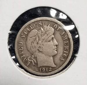 1912 US BARBER DIME FULL LIBERTY VF35