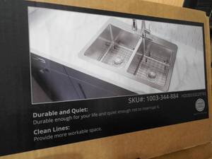 Avenue Drop-inUndermount Stainless Steel 33 in. 5050 Double Bowl Kitchen Sink with Bottom Grid