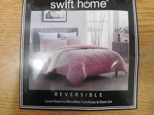 Swift Home Stylish Coral Fleece Reversible 3-Pc. Comforter Set - King