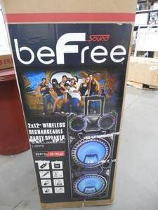 beFree Sound Bluetooth 12 Double Subwoofer Portable Party Speaker with Wireless Microphone