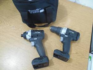 truett plus 20V Lithium-Ion Cordless Brushless 12 DrillDriver and 14 Impact Driver Kit with 2 Batteries