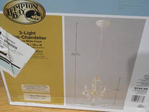 Kristin 3-Light Antique White Hanging Mini Chandelier by Hampton Bay